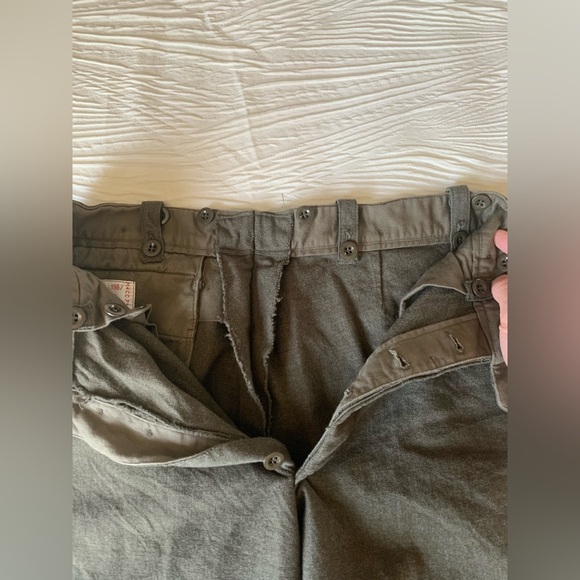 Vintage Belgian Military Surplus Wool Trousers, OD Green, size 32 - Picture 6 of 9